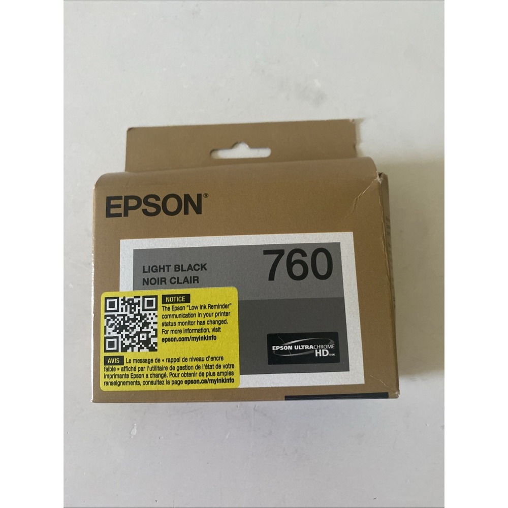 NEW GENUINE - EPSON 760 LIGHT BLACK INK - T760720 Sealed Box 4/2027
